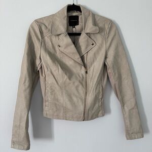Dynamite Taupe Faux Suede Moto Jacket women’s Small❤️Moto Style, Luxe Feel 🖤
